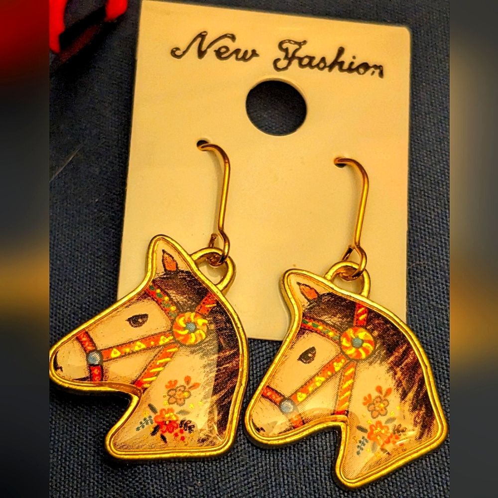 ❤️ Horse Enamel Earrings NEW